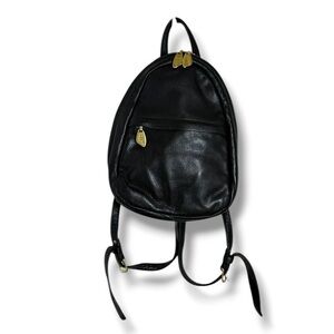 Libaire Vintage Black Pebbled Leather Backpack Made in USA